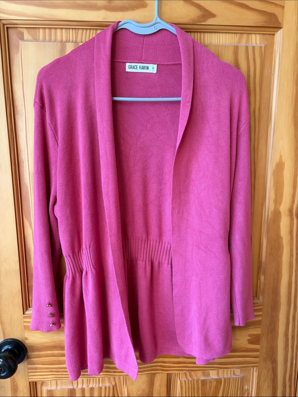 Grace Karin Women's Pink Open-Front Cardigan Sweater - Size Medium